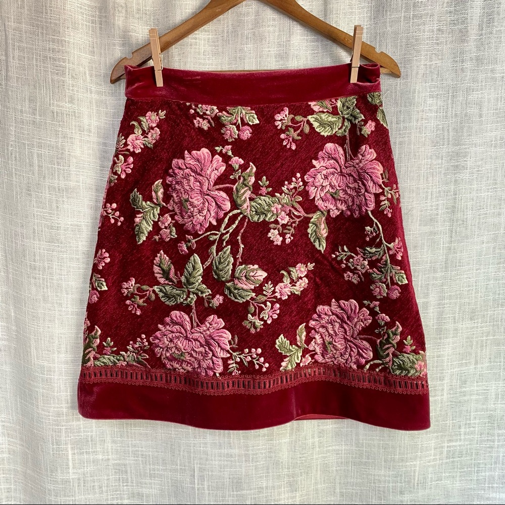 Tadashi Shoji Floral Velvet A Line Skirt